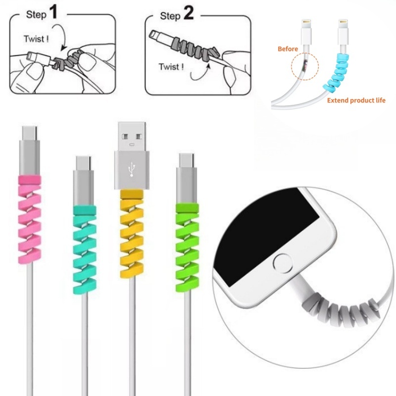 5/10/20/50pcs Wire Protector Silicone Wrapper Apple IPhone USB Charger Cable Anti Breaking Spiral Protective Cover