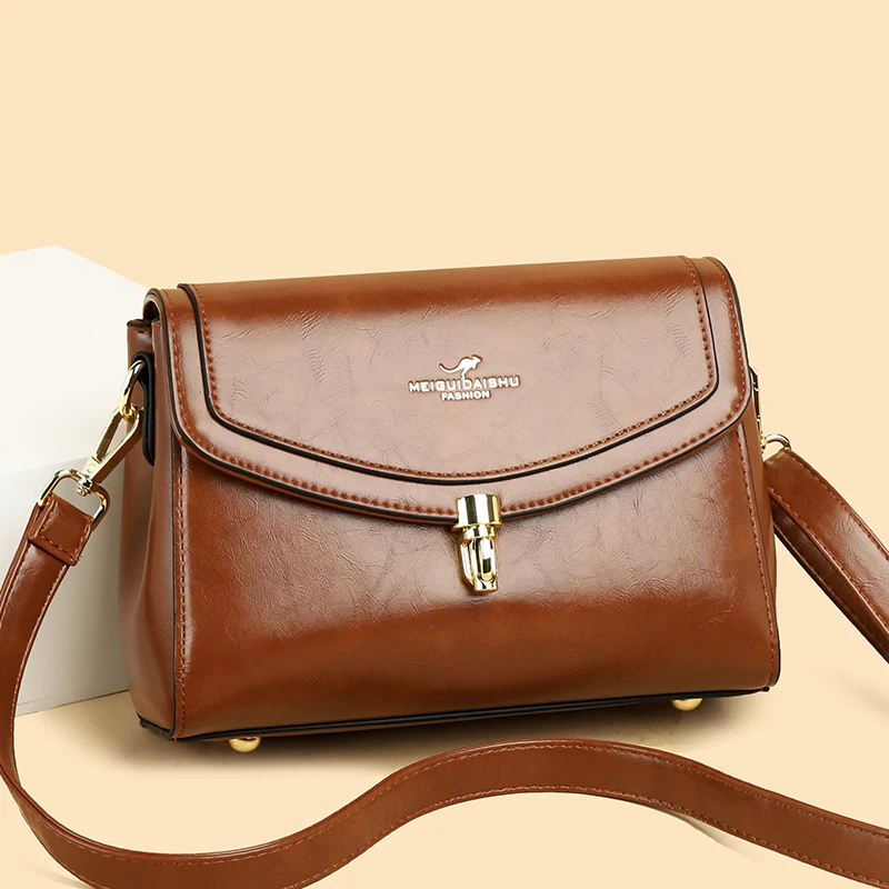 

Woman leather bags Crossbody Bags for Women Oil Wax Cowhide Shoulder Bags High Quality Soft Handbags Messenger Bags Sac a main