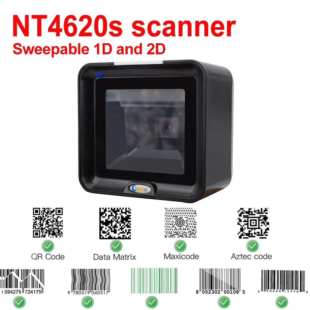 Platform Barcode Scanner 1D 2D Desktop Omnidirectional Hands-Free Bar code Scanner Wired USB Barcode Reader QR Code PDF