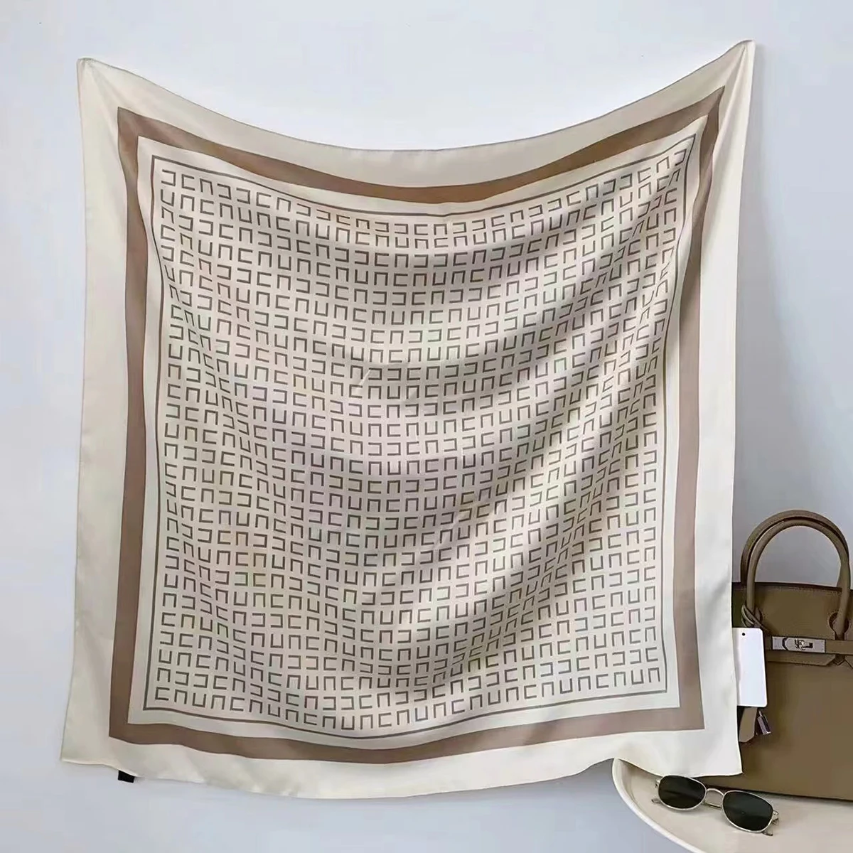 Large Square Scarf – High-End Fashion Shawl, Spring Vacation Sarong, Elegant Floral Printed Beach Cover-Up and Head Wrap Safety Accessories Scarves & sarongs