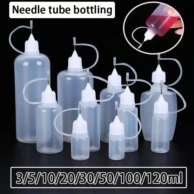 5 PCS Spiked Bottle Squeeze Plastic Bottle Syringe Bottle 3ml 5/10/15