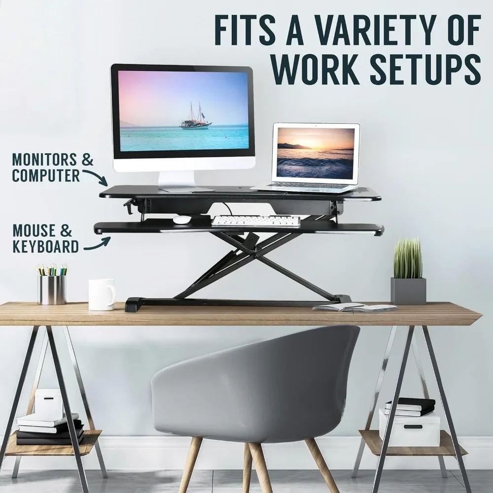 Standing Desk Converter Height Adjustable, MDF Wood, Sit Riser 4