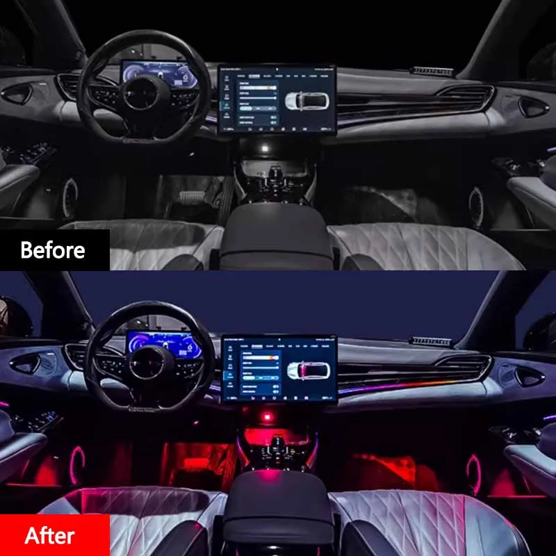 BYD 도장 EV 2022-2023 풀 컬러 스트리머 자동차 주변 조명, RGB 64 색 범용 LED 인테리어 히든 스트립 램프
