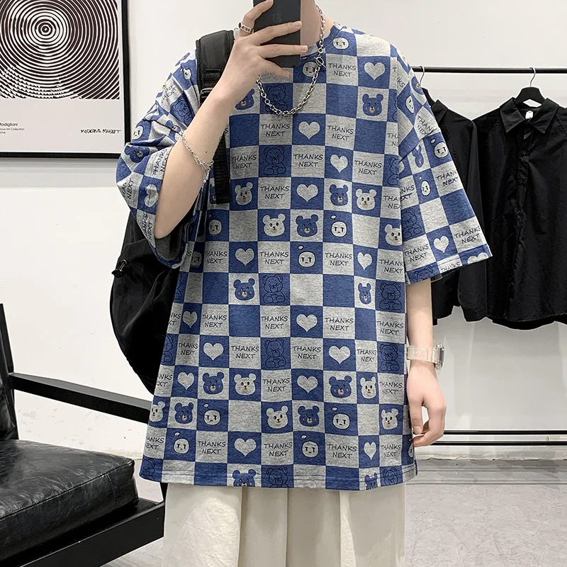 

Футболка мужская оверсайз с принтом медведя, топ в стиле Хай-стрит, модная парная свободная хлопковая смешная с графическим принтом, в стиле хип-хоп, лето