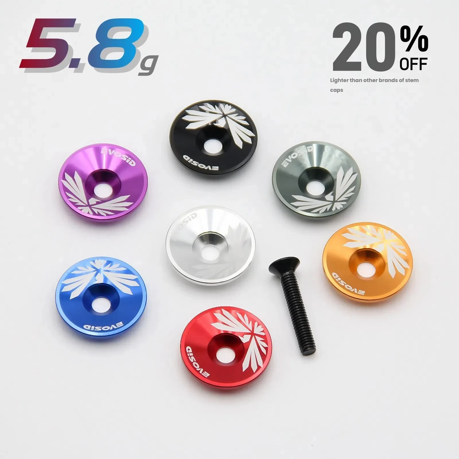 Bike Stem Cover EVOSID Aluminium Alloy Stem Top Cap 5.8g Ultra Light Headset Cover With Screw for 28.6mm Front Fork