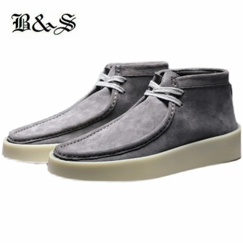 

Мужские кожаные ботинки на шнуровке, черные уличные удобные ботинки из натуральной кожи и нубука, с коровьей подошвой, для пустыни, 2022