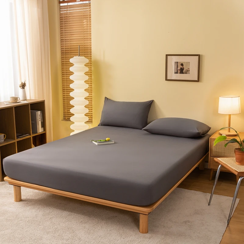 Solid Color Elastic Band Fitted Bedsheet Cover