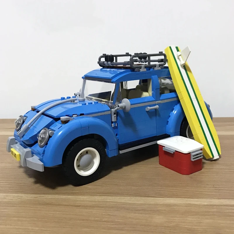 

Технические классические автомобили, модель Blue Beetle 10252, строительные блоки, самодельная сборка автомобиля, игрушка для детей, Рождественский подарок на день рождения