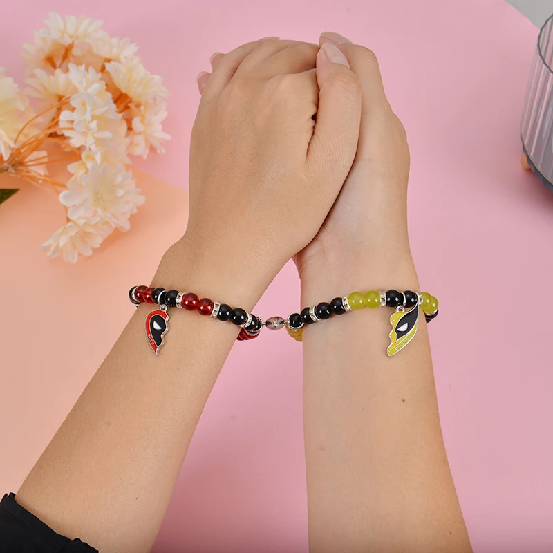 Dead Heros Matching Couples Bracelets for Women and Men 2PCS Best Friend Matching Heart Bracelets for Couple Jewelry Gifts