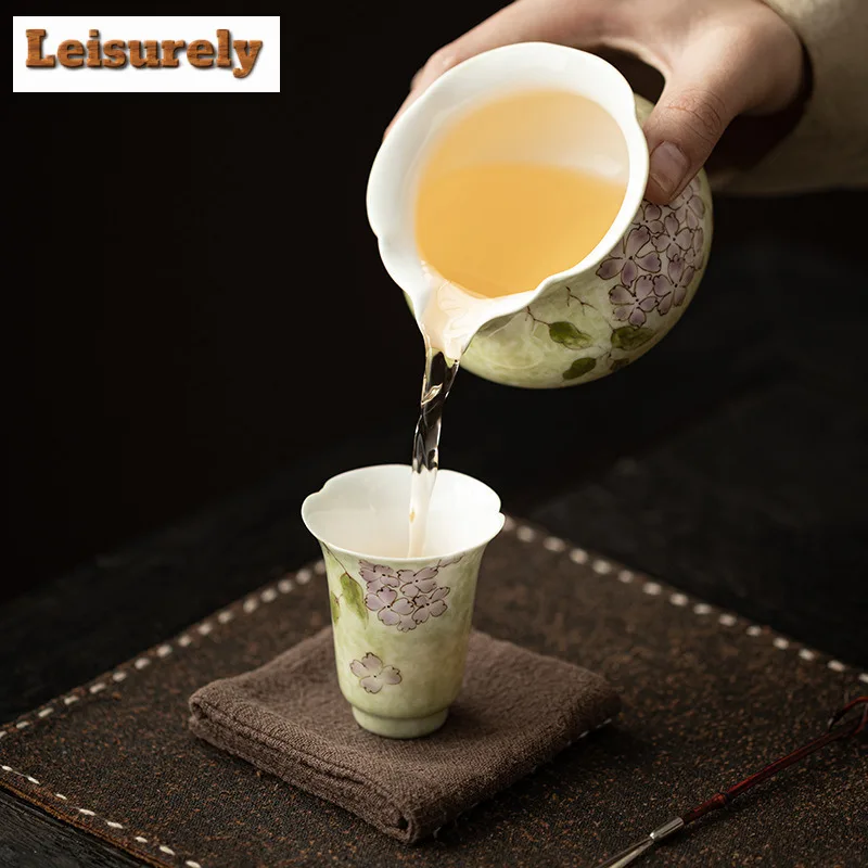 Hand-painted Hydrangea Teacup Luxury Tea Bowl Single Cups Tea-tasting Fragrance Cup Chazhan Master Cups Tea Ceremony Ornaments