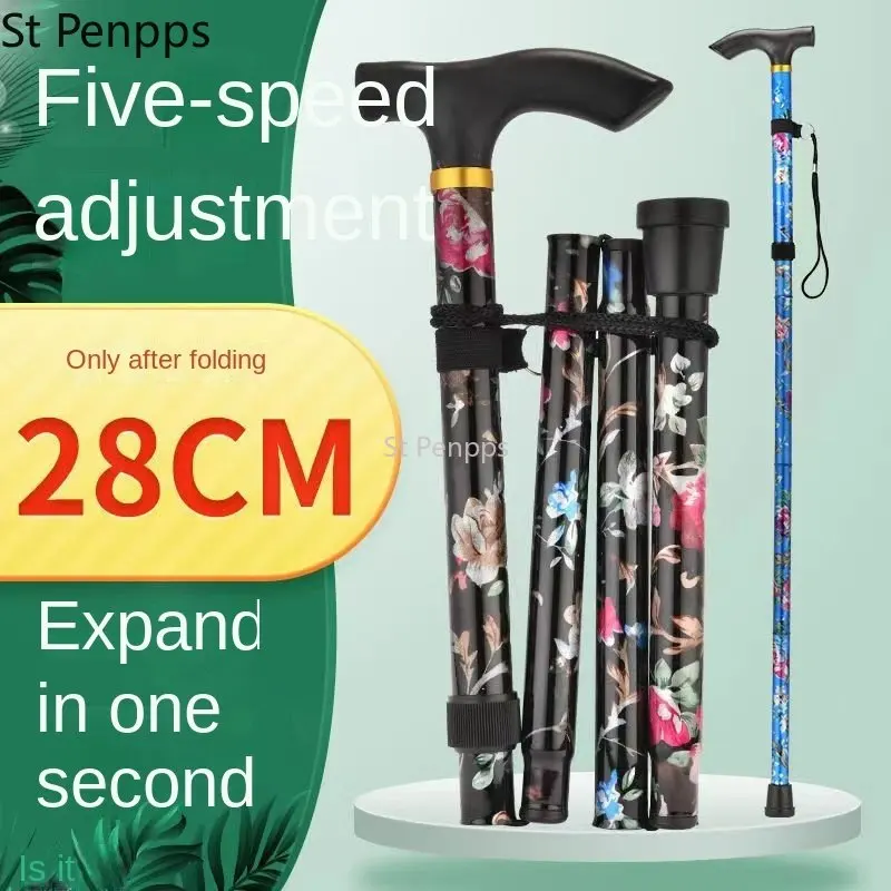 Lightweight Foldable Walking Sticks For Elderly Old Man Telescopic 93cm