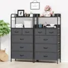 5 Drawers Dresser,Tall Dresser for Bedroom,Fabric Drawer Organizer Unit, Chest of Drawers with Hooks, Open Shelf for Closet 6