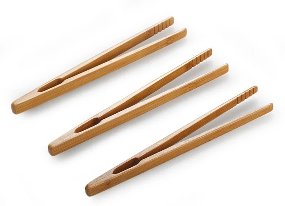 1Pc Kitchen Toaster Tongs Bamboo Heat-Proof Short Food Tongs Cooking Tea Clip Food Toast Tong Tweezer Tea Tool food tongs