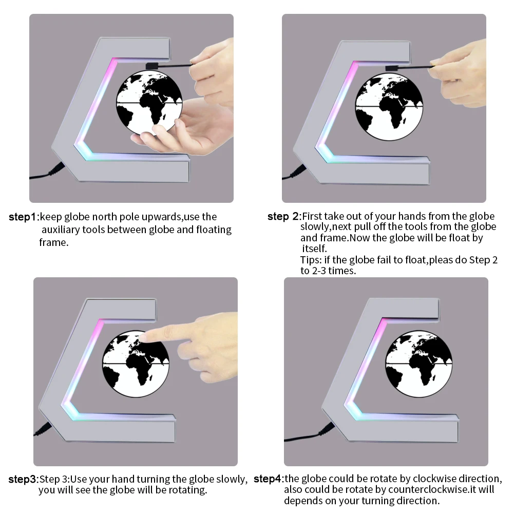 Rotating Magnetic Float With Led Light Home Decoration Kids Birthday Gift