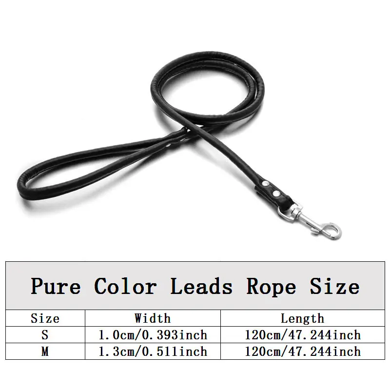 Premium PU Leather Pet Leash with Traction Hook and Buckle - Black, Red, Blue