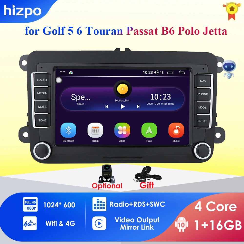 Carplay AutoRadio Stereo 2 Din Android 10 Car Multimedia Player for VW Passat Touran Caddy Jetta Polo Seat Golf 5 GPS Radio WiFi |