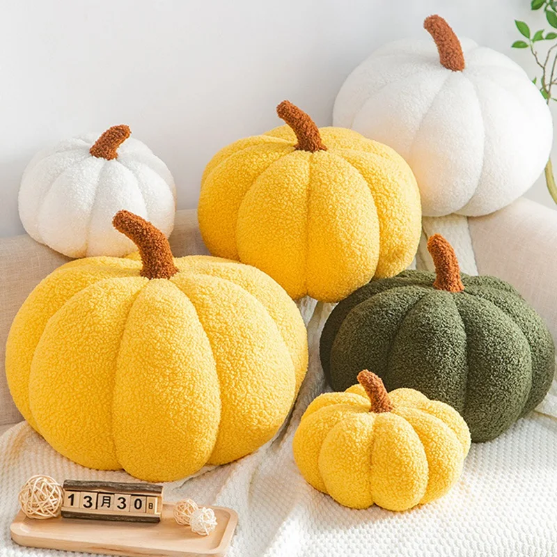 Almohada de felpa con forma de calabaza para decoración de