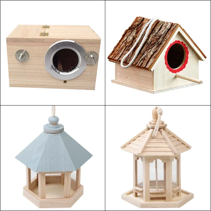 Wood Bird Breeding Box Parakeet Nest Box Budgie Cage Wood Pet Bird House For Parrot Lovebirds Finch Pet Supplies bird house,bird nest