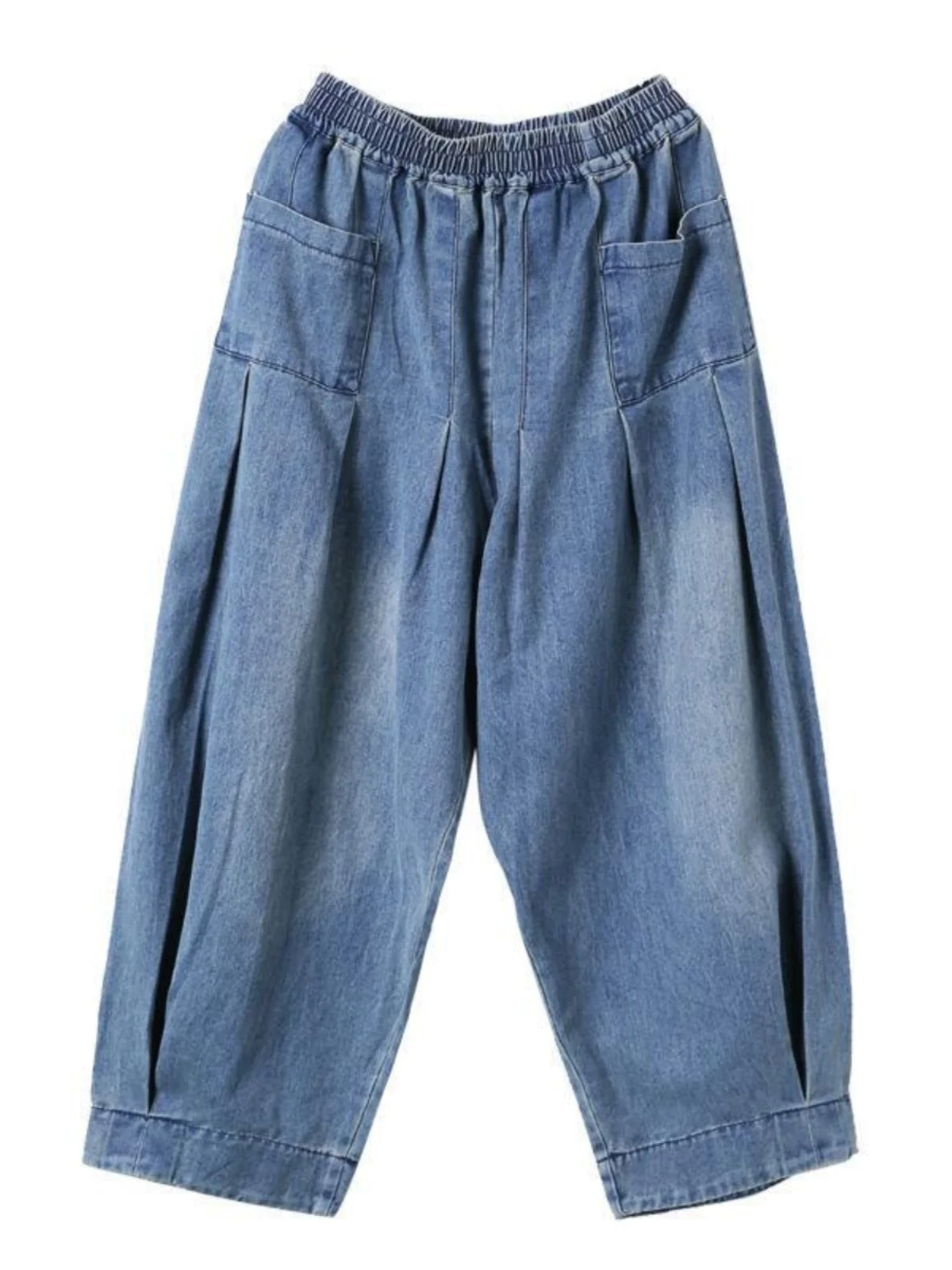 Summer Loose Large Size Harem Jeans Women's plus Size Lantern Pants Casual Versatile Mom Jeans High Waist Deep Color