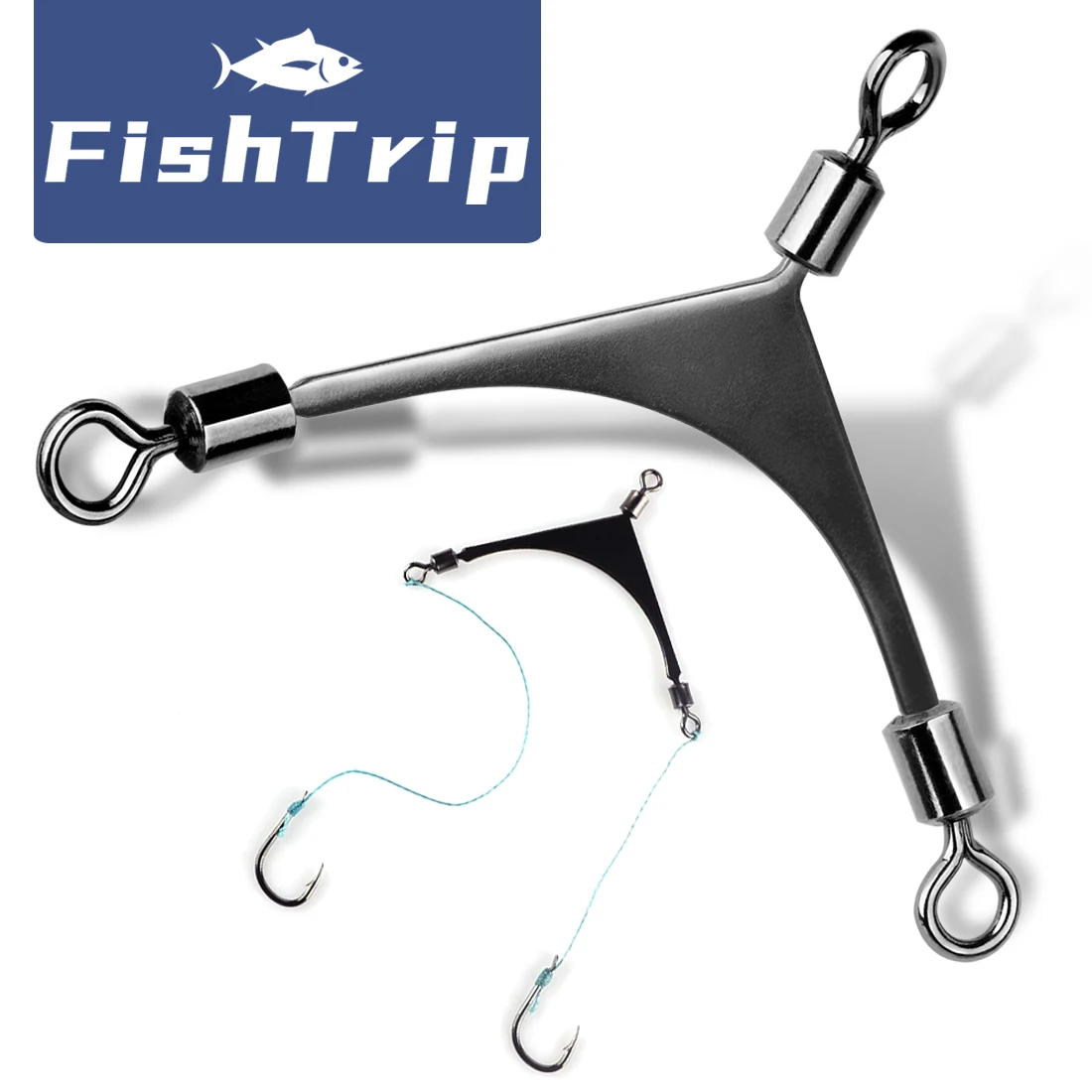 FishTrip 롤링 회전 낚시 스프레더 바, 스테인레스 스틸 낚싯줄, 브레이크 어웨이 스프레더, 3 웨이 스위블