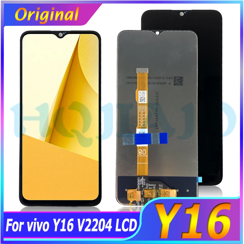 Lcd Display Screen 6.51 original For vivo Y16 LCD Display V2204 V2214 Touch Digitizer Replacement Parts With Frame