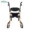 Free shipping Transport Rollator Rolling Walker Combo with Hand Activated Brakes and Back Support 6