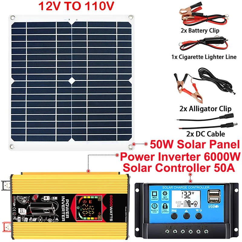 Kit Solar de onda sinusoidal pura de 4000W, sistema de energía Solar de 12V  a 110/220V 50/60HZ con controlador Solar para barco, autocaravana,  suministro al aire libre - AliExpress