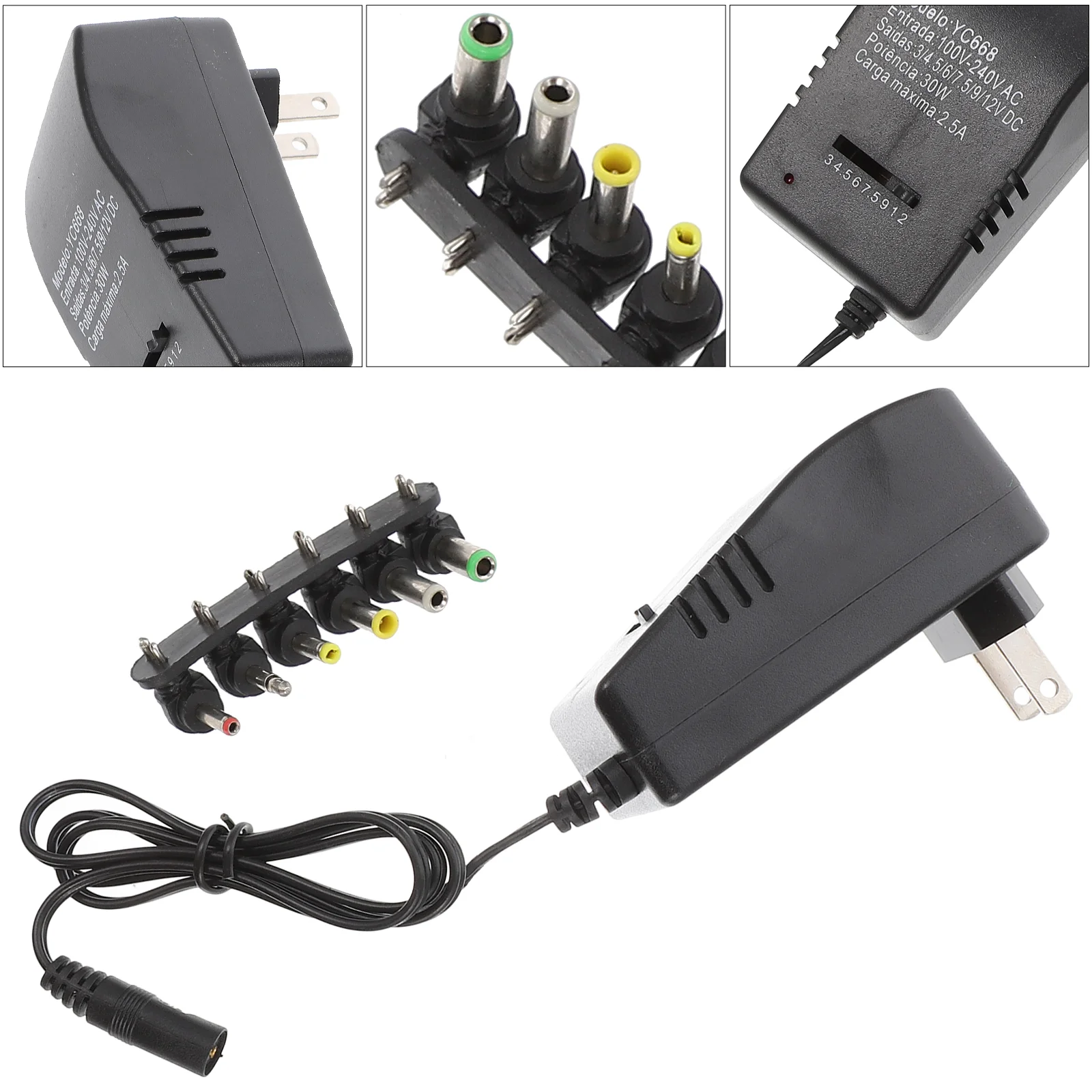 

1 Set Home Appliances 3-12V Adjustable 30W Power Supply US Plug