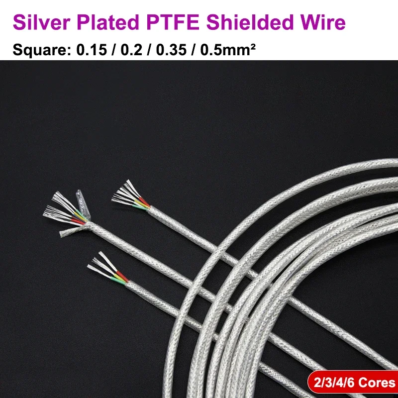 투명 실버 도금 OFC PTFE 차폐 와이어, Hifi 오디오 앰프 스피커 헤드폰 케이블, 1M/5M Sq.0.15  0.5mm, 2 ..