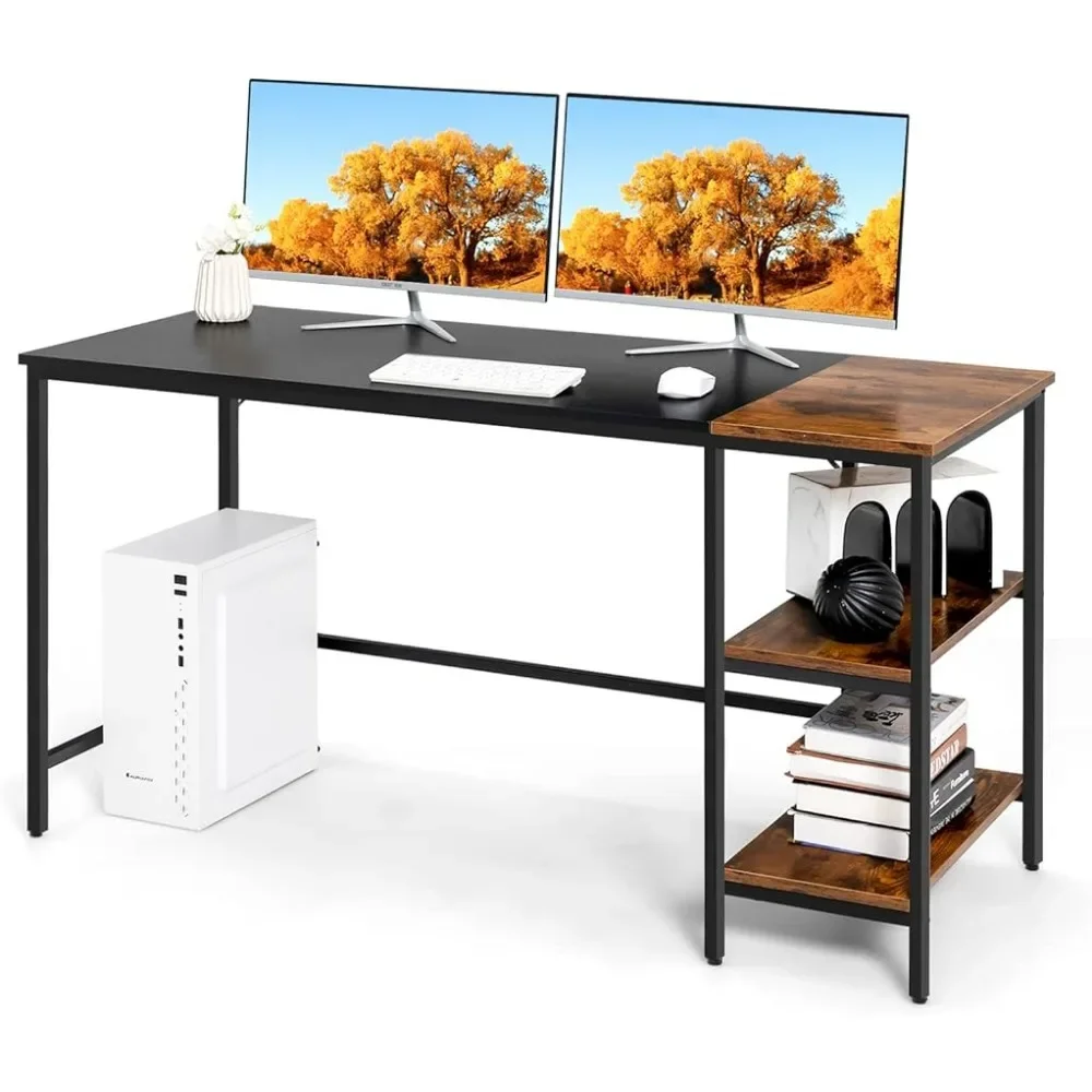 

Industrial Study Writing Desk W/Removable Storage Shelf Computer Desks 55 Inch Desk Freight Free Heavy-Duty Metal Frame Reading