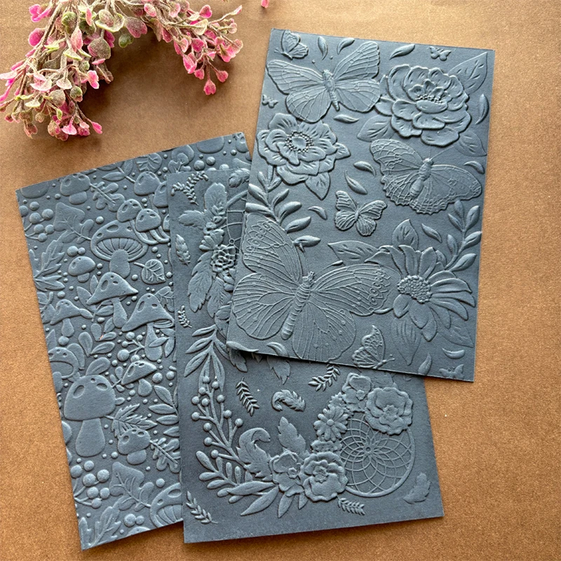 Plastic Embossing Folder Embossing Folder 3d Embossed Folder And Metal Mold-Butterfly And Flower Used For Handmade Letters Background Greeting Card Clipbook