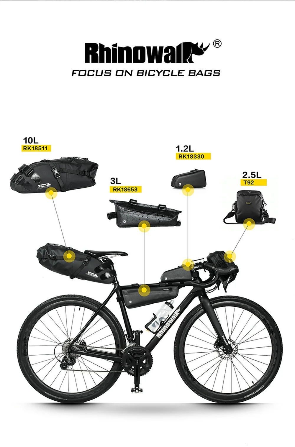 Rhinowalk Professional Road Bike Long Distance Cycling Bag Sets Waterproof Large Capacity for Bicycle Saddle Handlebar Tube Bags (2)