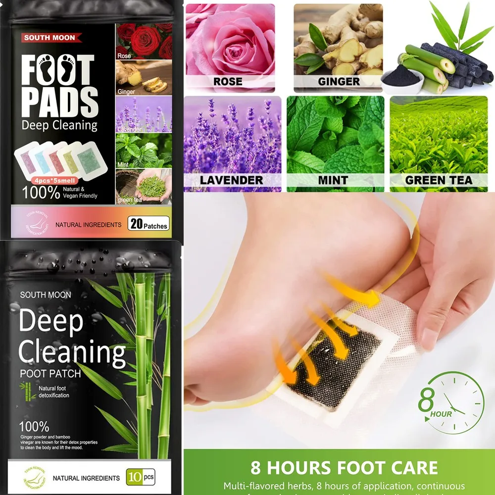 20/60/100pcs Ginger Bamboo Detox Foot Patch Pads Body Toxins Cleansing