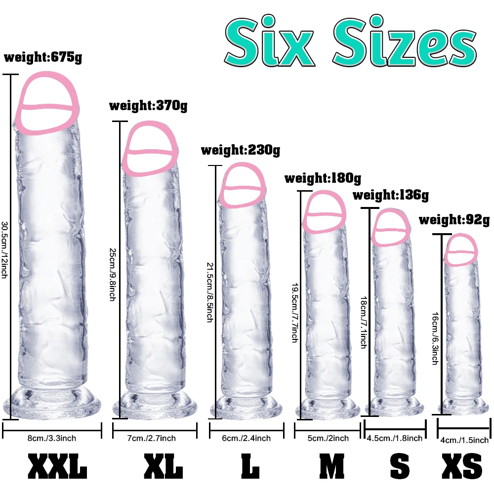 Transparent Big Dick 6 Sizes Realistic Jelly Dildo Women Gay Anal Sex Toys Soft Clitoris Vaginal Masturbators Penis Suction Cup sex toys