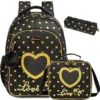 3PCS Kids Backpacks for Girls Cute Girls Backpacks Set with Lunch Box Pencil Case Elementary Students School Bag Kids Travel Bag 1