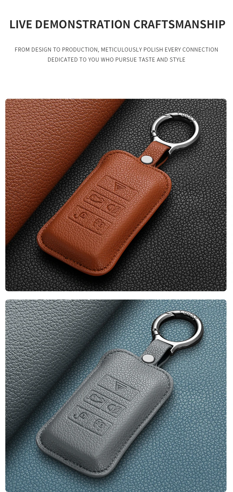 Für Jaguar F-TYPE XJ XF F-PACE E-PACE XEL Leder-Autoschlüsselhülle für Land Rover Discovery Sport Range Rover Evoque Discovery Sport – Detail 12