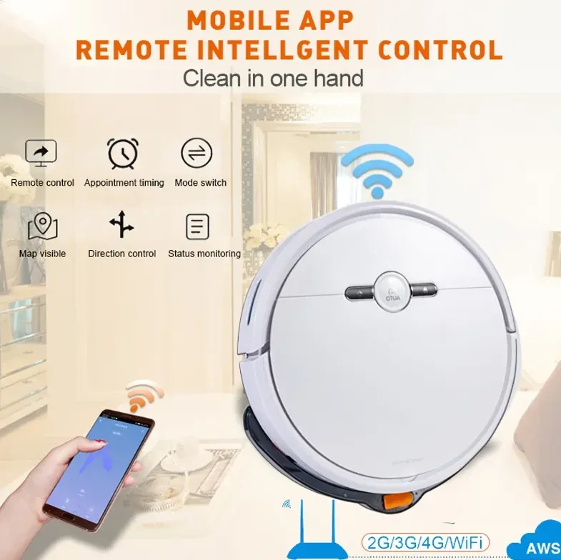Intelligent Vacuum Cleaner Robot-3 in 1 Sweeping, Suction, Towing, WiFi App Control Vacuum Cleaner Robot