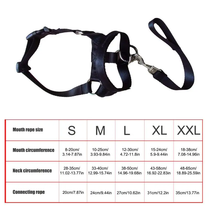 Training Harness Dog Muzzle Adjustable Halter Training Head Collar Adjustable Soft Leader Harness Anti Barking Breathable Pets
