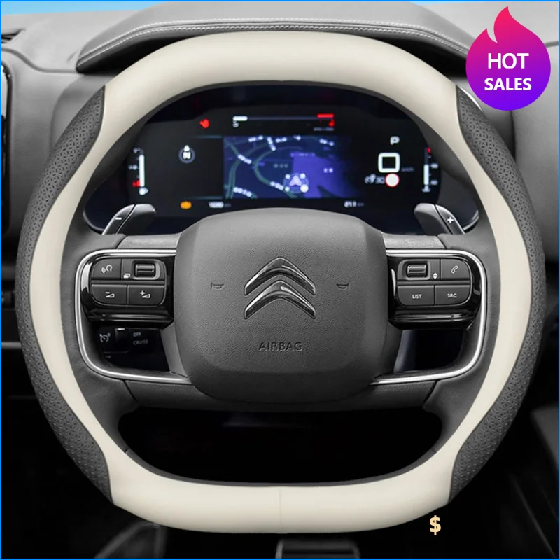 Leather Car Steering Wheel Cover Citroen C4X C5X C5 Aircross e-Berlingo C4 Auto Interior Accessories Steering Wheel Cover