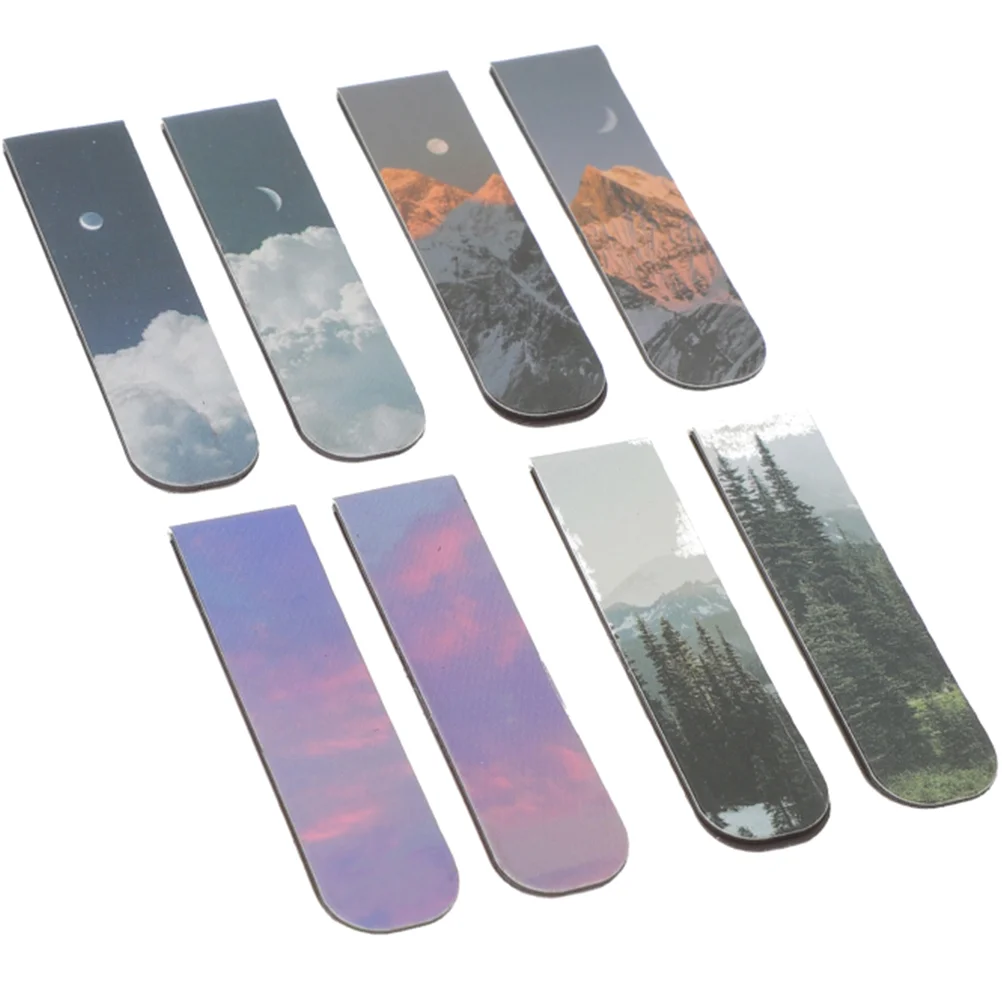 

8 Pcs Landscape Magnetic Bookmark Markers Bookmarks Students Page Labels Clips for Reading
