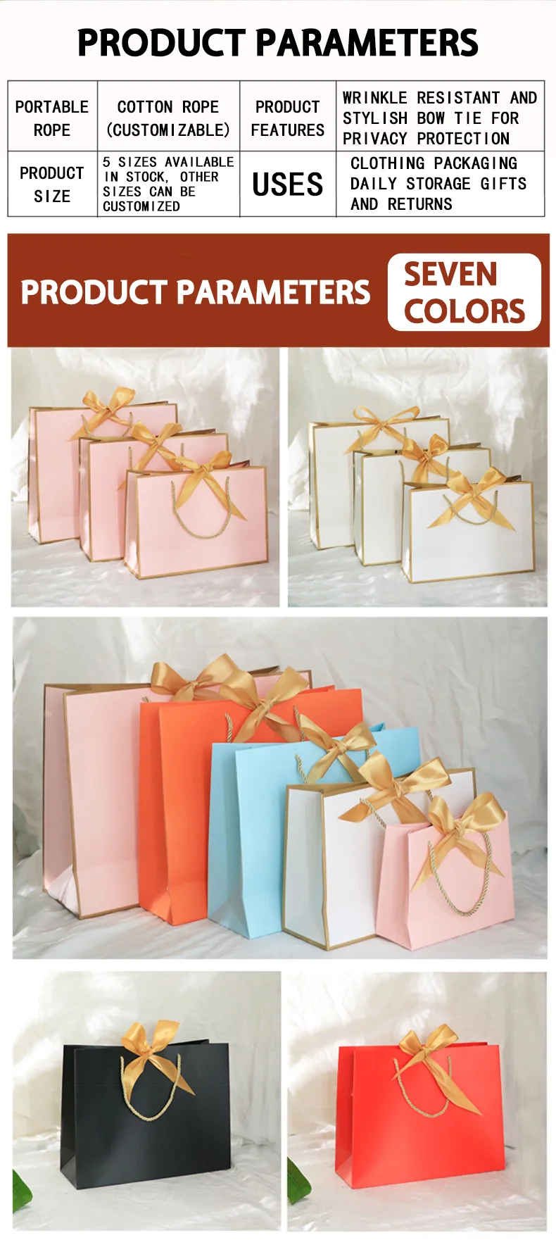 10 PCS Paper Bags Jewelry Clothing Store Small Business Product Packaging Wedding Gift Perfume Bow Tote Bag Printable Logo 2 S3216e5bc768b40b6905e3b1747a2c7f0t
