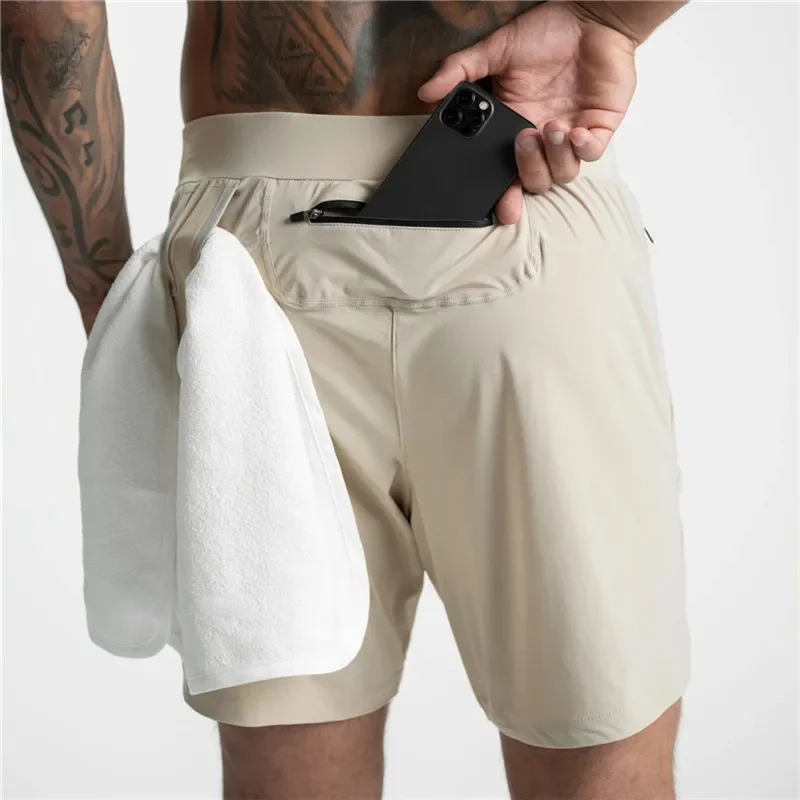 Pantalones cortos de culturismo para hombre, ropa deportiva de secado rápido, transpirable, con múltiples bolsillos, para correr, para verano