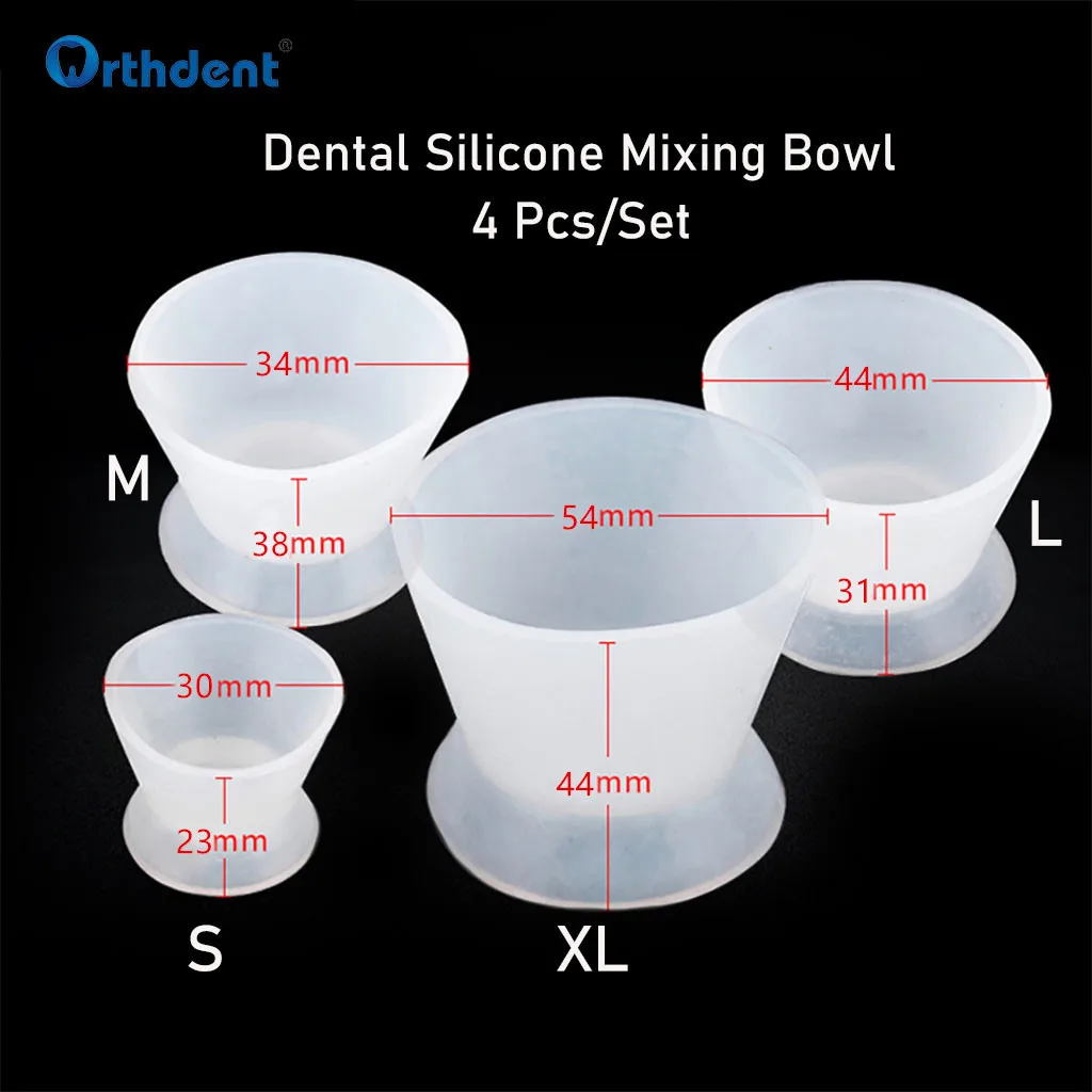 4 Pcs/Set Dental Silicone Rubber Cup Flexible Self Solidifying Mixing Bowls High Temperature Disinfecting Dentistry Lab Tool