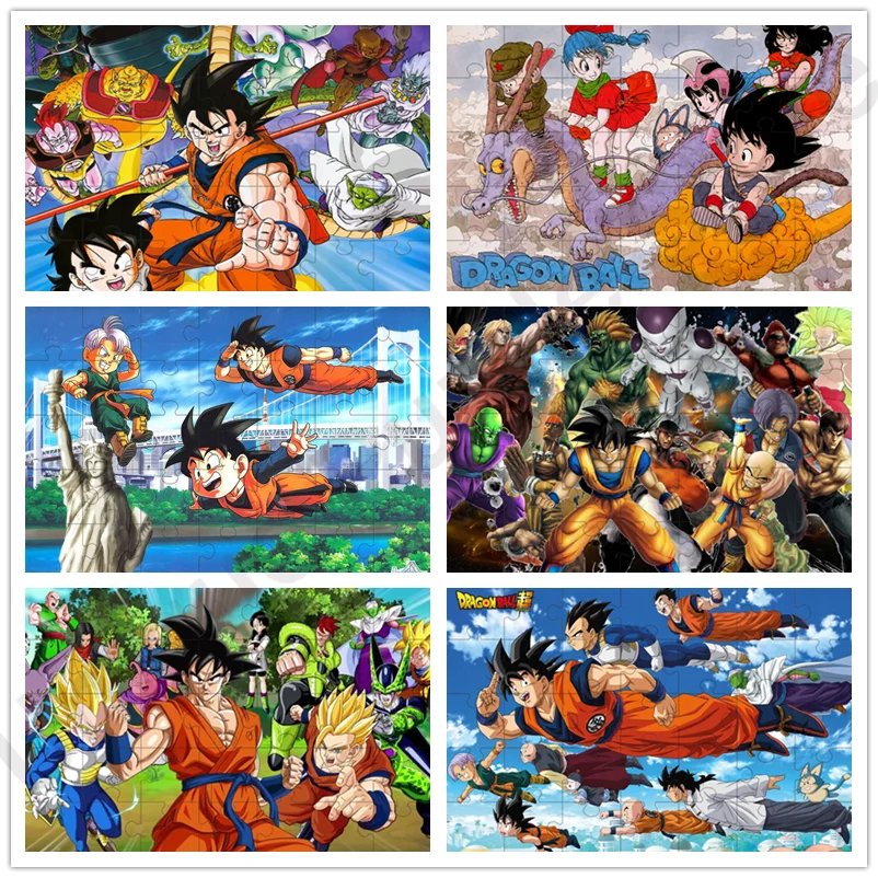 Kids Wooden Jigsaw Puzzle Anime Dragon Ball Guku Toys Intelligence Jigsaw Puzzle Kids Educational Toys for Children Home Decor