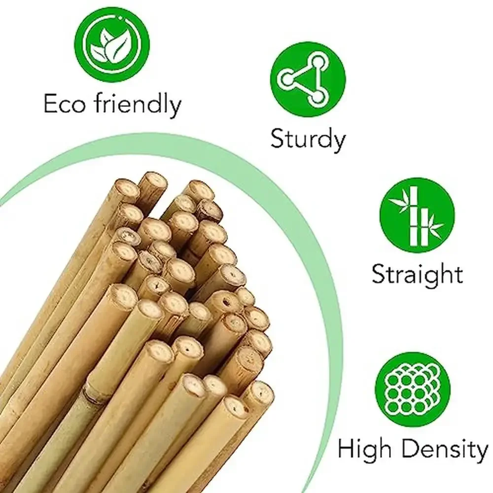 40 Pack Bamboo Plant Stakes 5ft 57.5inch with 200pcs Twist Ties Garden Support Poles Tomatoes Beans Vine Climbing Plants