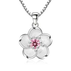 Luxurious Blossom Necklace in Pink, Purple, and Peach Sterling Silver (Pink)