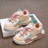 2023 Spring Children Girl Pink Shoes Autumn Mesh Breathable Kids Sneakers for 5-18 Yrs Boy Lightweight Running Shoe Walking Soft 1
