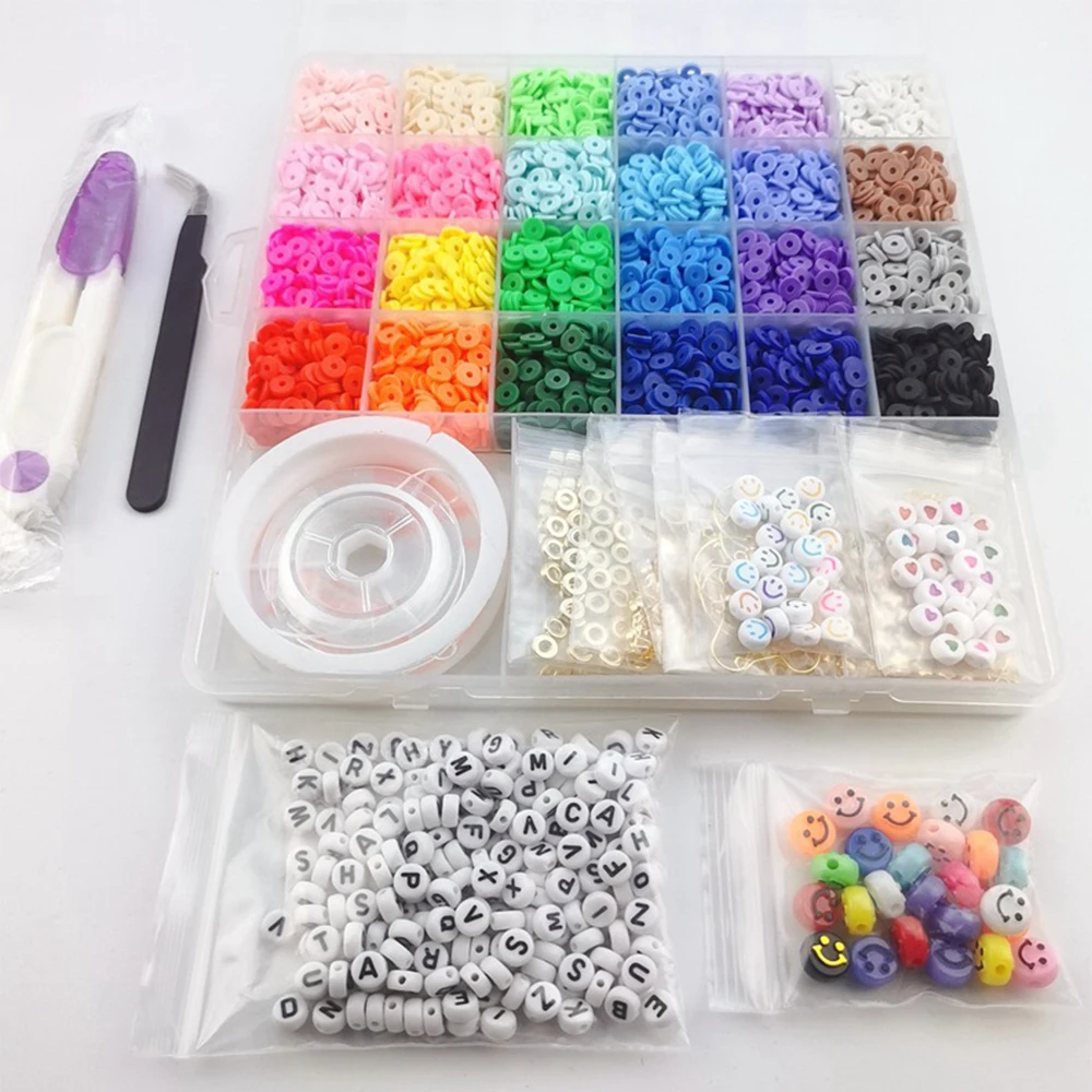 Kit para hacer pulseras de cuentas de arcilla, 7200 piezas