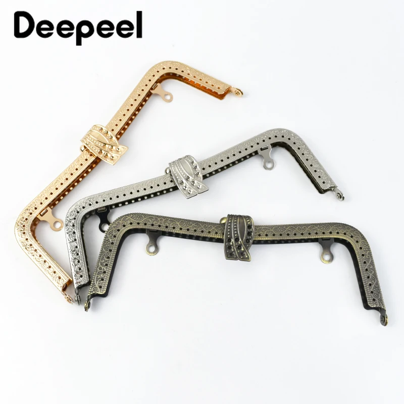 2/5Pcs Deepeel 20cm Metal Bags Handle Retro Leaf Head Purse Frame Kiss Clasp  Handbag Wallet Handles Handmade Bag Accessories