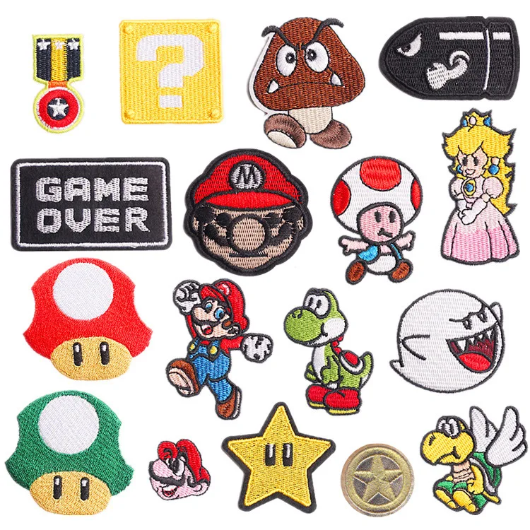 Mario Bros Anime Embroidered Patch Fusible Patches on Clothes Iron